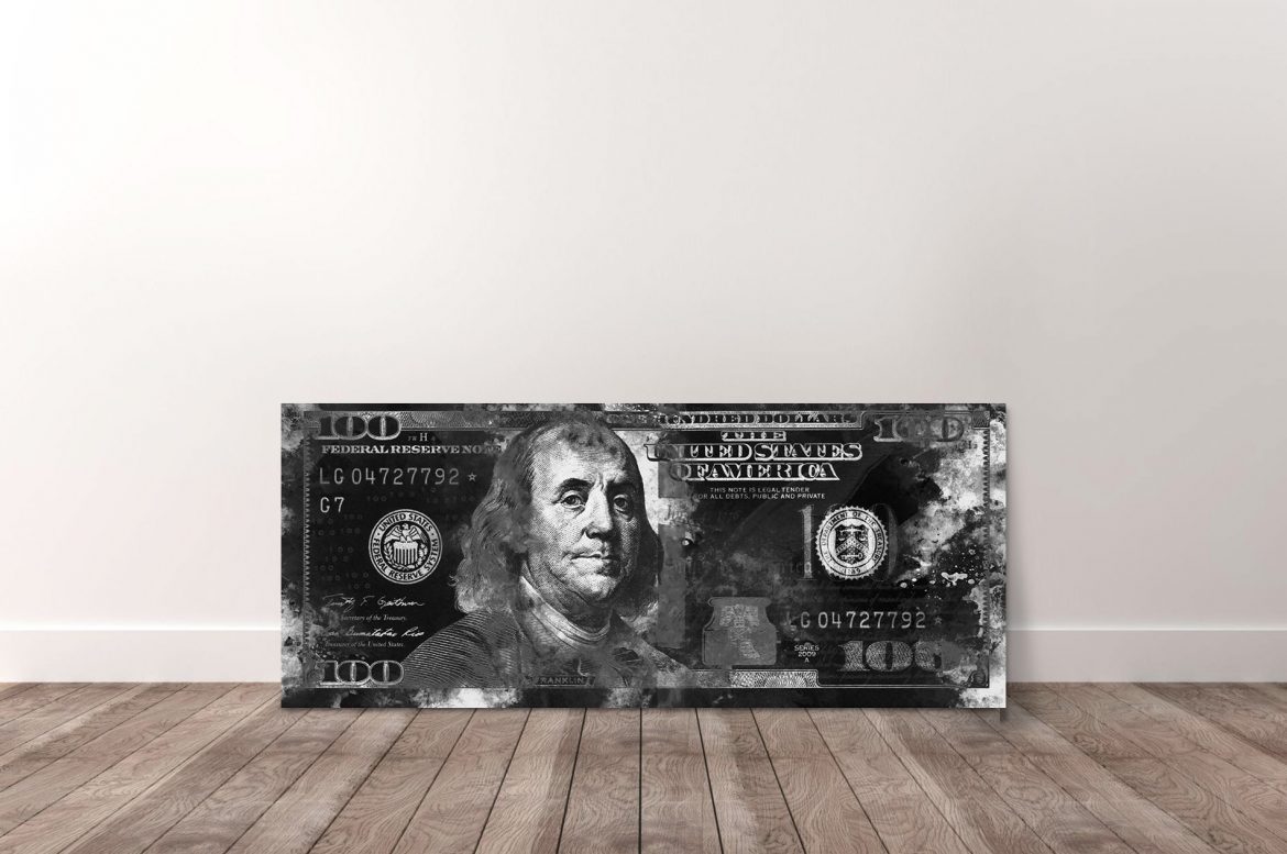 Benjamin Franklin - 100 Dollar in zwart-wit